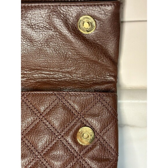 Marc Jacobs Quilted Leather Envelope Clutch Handbag Purse Bag Brown EUC‎ Gold - Picture 4 of 10